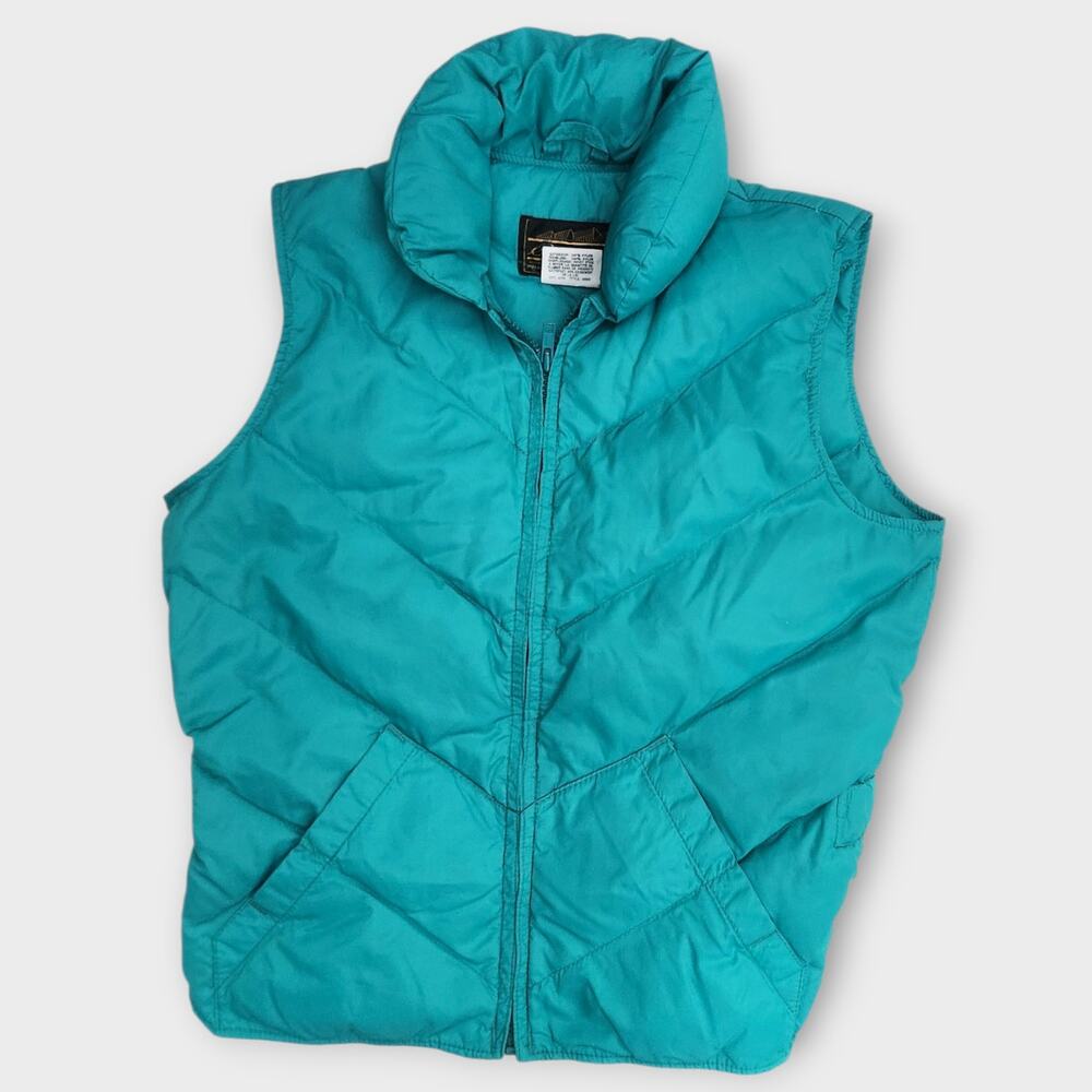Eddie Bauer Goose Down Vest Women's XS Green Full Zip Lightweight 70s-80s VTG